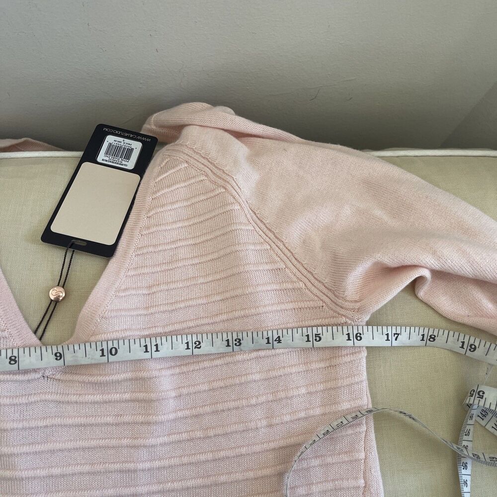 Calia Pink V Neck Ruched Drawstring Long Sleeve Sweater Top Womens S Soft Comfy - Picture 5 of 6